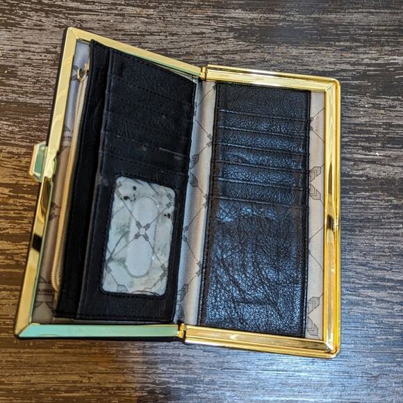 Aimee Kestenberg Navy Ultra Soft Leather Wallet/Card Holder with Gold Hardware - Picture 5 of 5